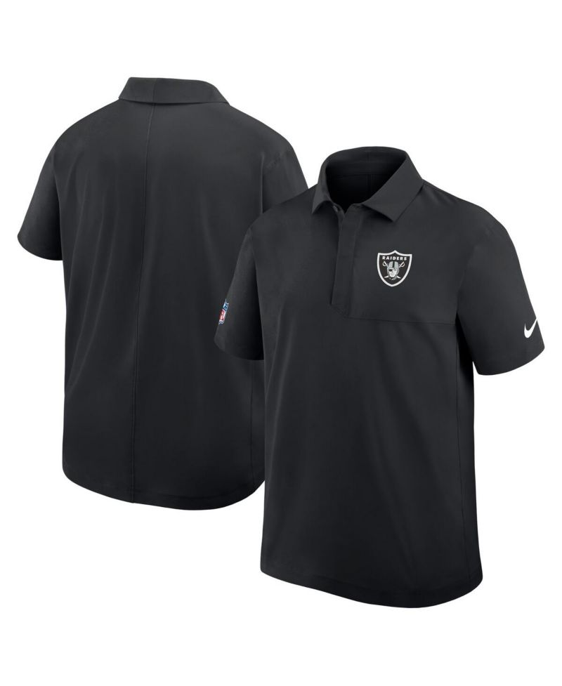 Men's Black Las Vegas Raiders Sideline City Pride Woven Performance Polo Shirt