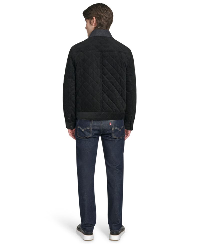 Men's Collared Quilted Button-Front Jacket