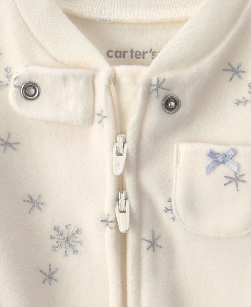 Baby Girls' Snowflake 2-Way Zip Fleece Sleep & Play Pajamas
