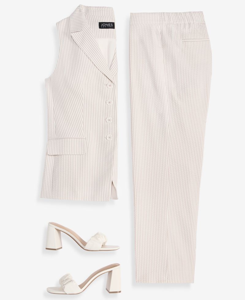 Women's Sleeveless Seersucker Four-Button Vest