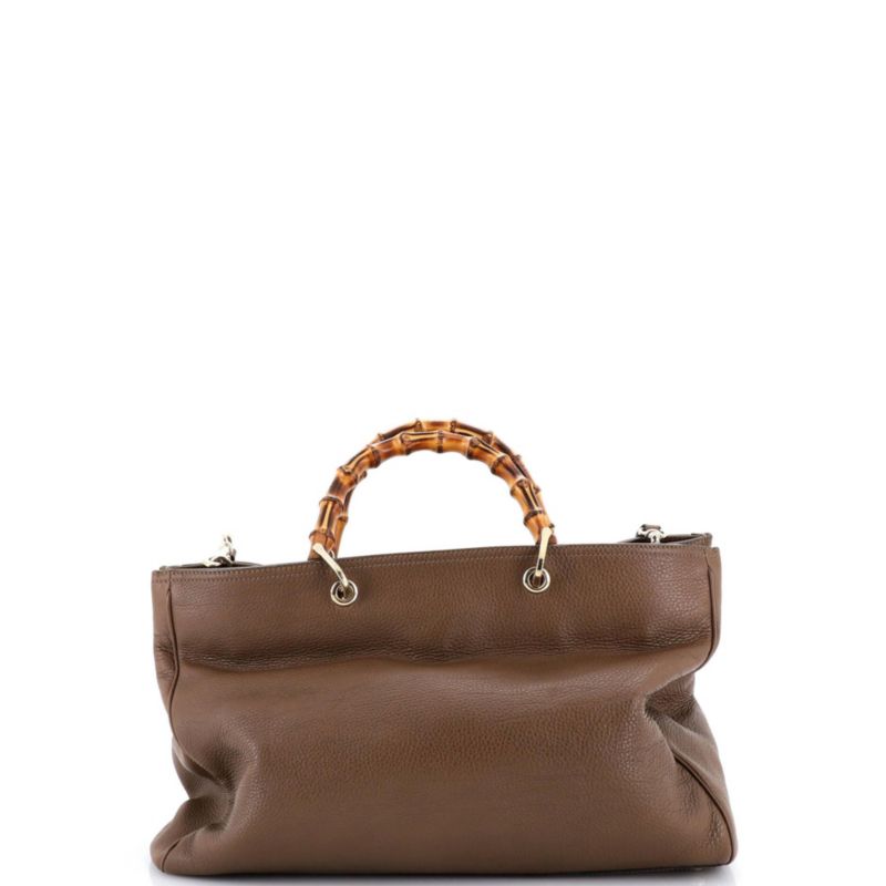 Large Bamboo Shopper Tote Leather