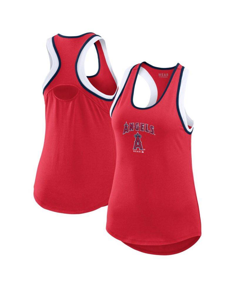Women's Red Los Angeles Angels Color Block Racerback Tank Top