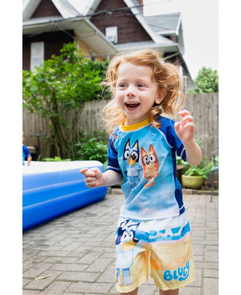 Baby Boys UPF 50+ Pullover Rash Guard Swim Trunks Outfit Set