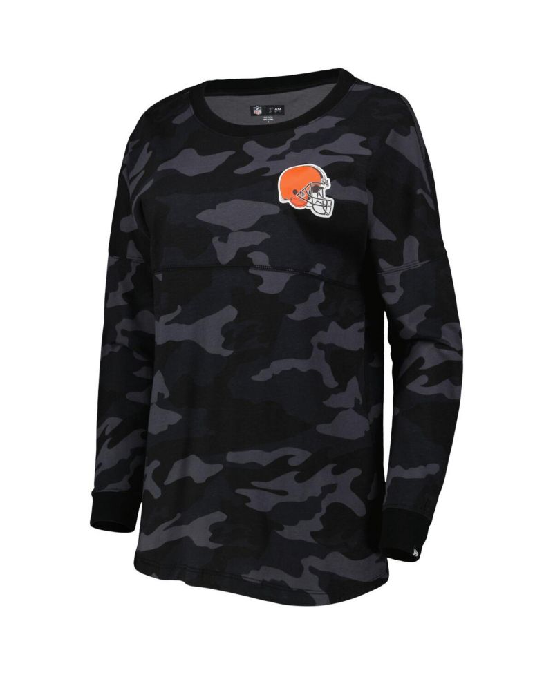 Women's Black Cleveland Browns Camo Long Sleeve T-shirt