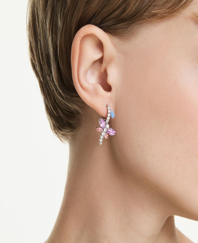 Ariana Grande x Mixed Cuts, Dragonfly, Multicolored, Rhodium-Plated Drop Earrings