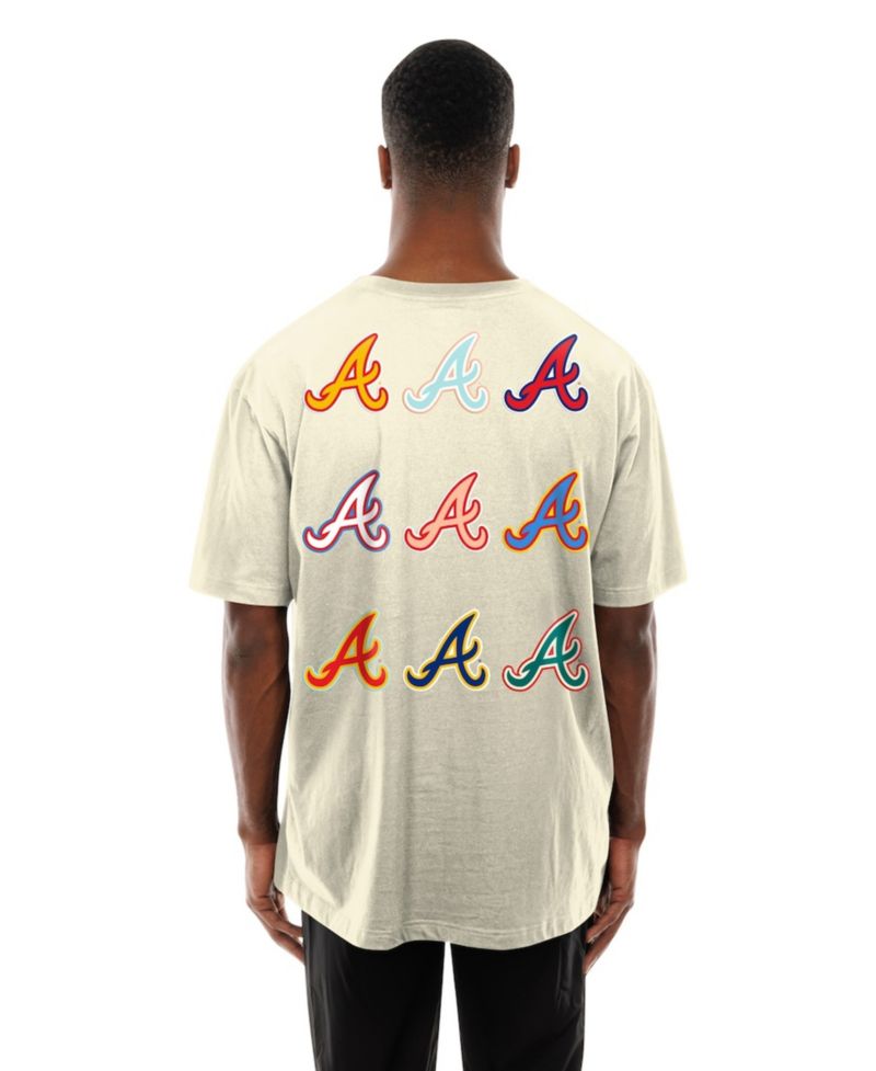 Men's Cream Atlanta Braves Ransom Note Oversized T-Shirt
