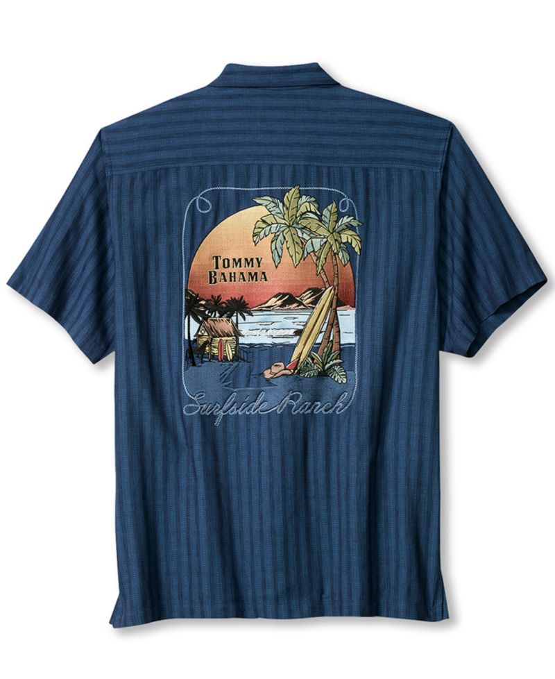 Men's Surfside Ranch Short-Sleeve Bungalow-Collar Silk Shirt