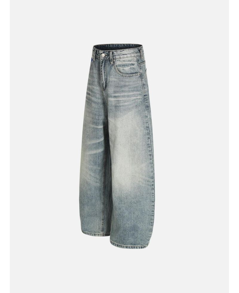 Women's Baggy Barrel High-Rise Wide-Leg Washed Jeans