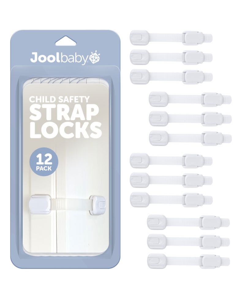 Toddler Multi-Use Safety Strap for Cabinets, Fridges, Drawers, Damage-Free Adhesives Safety - 12 Pack