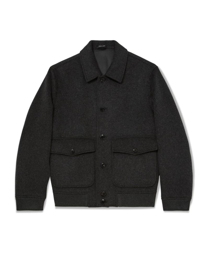 Men's Deluca Wool-Blend Flap-Pocket Bomber Jacket