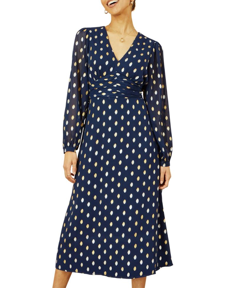 Women's Elegant Foil Print Midi Dress