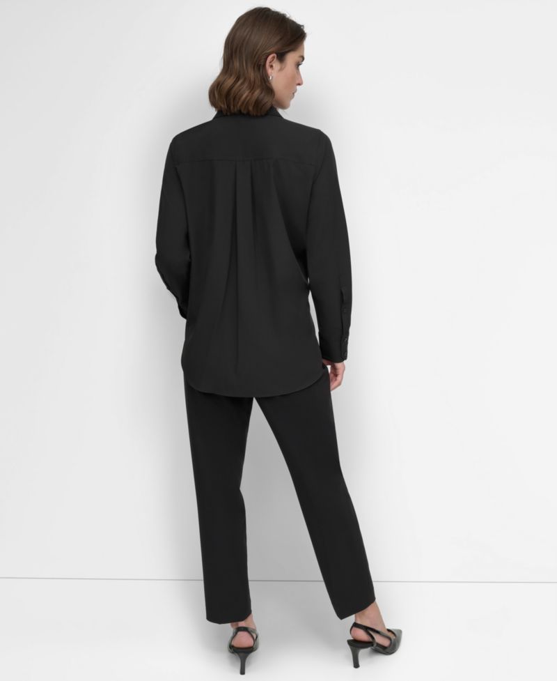 Petite Long-Sleeve Button-Front Shirt