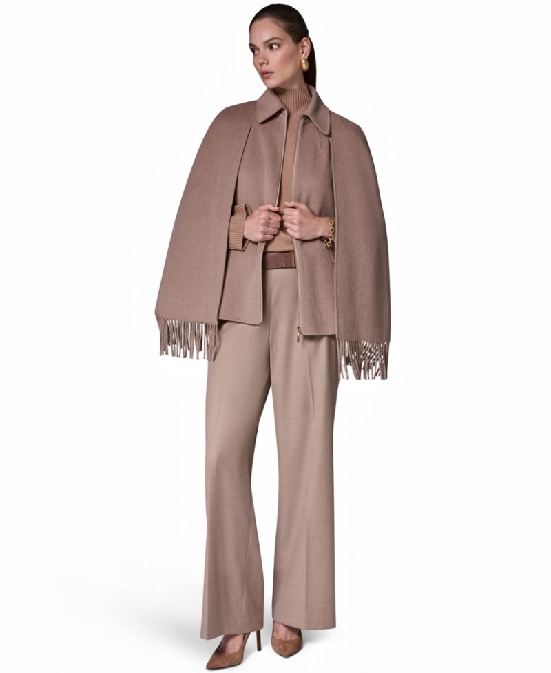 Women's Fringe Wool-Blend Cape Coat