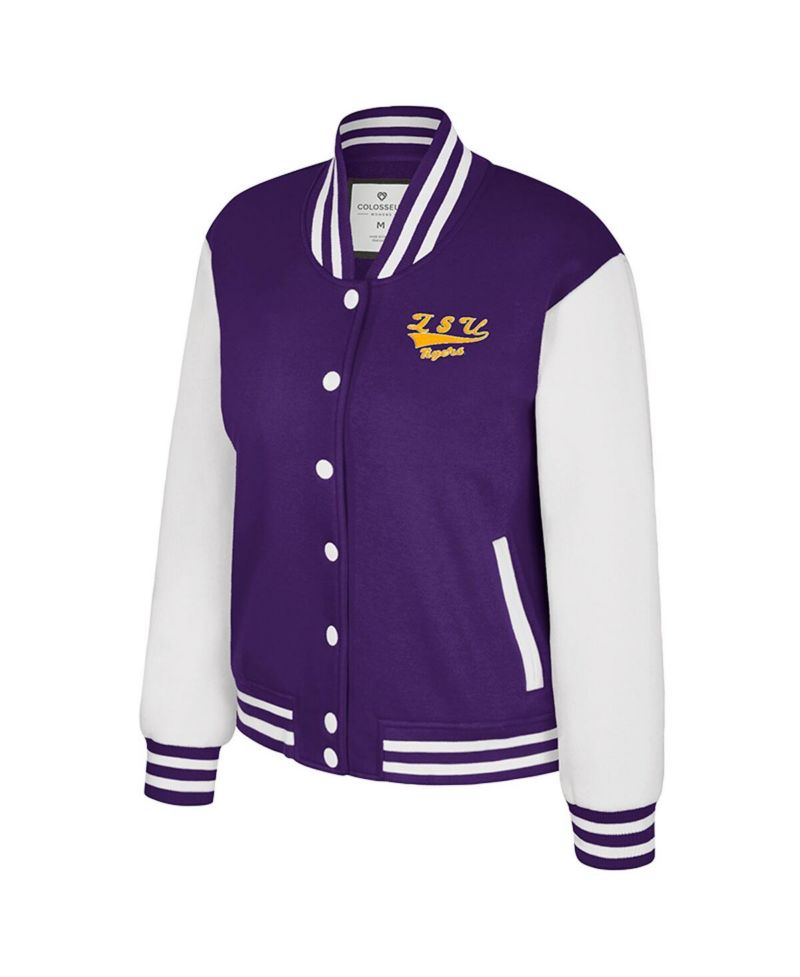 Women's Purple LSU Tigers French Baguette Full Snap Fleece Jacket