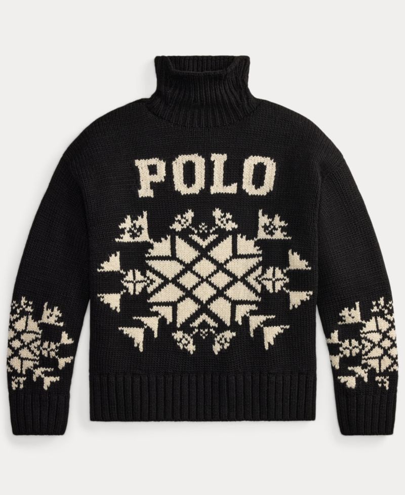 Women's Intarsia-Knit Snowflake Wool-Blend Turtleneck Sweater