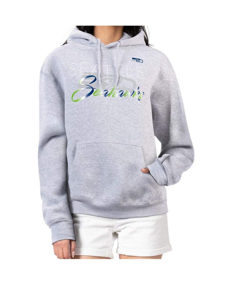 Women's Gray Seattle Seahawks Shadow Logo Fleece Pullover Hoodie