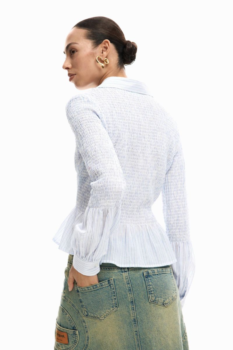 Women's Gathered striped shirt