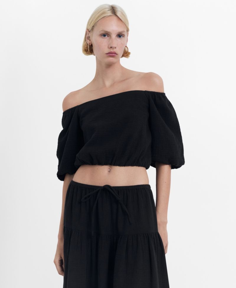 Women's Puff Sleeve Strapless Blouse