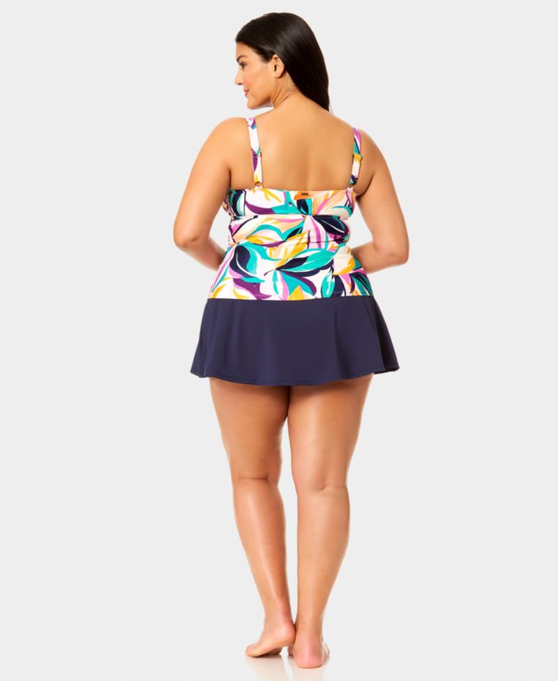 Plus Size Hidden Underwire Drape Front Tankini Top