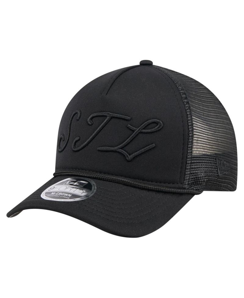 Men's Black St. Louis Cardinals City Initial 9FORTY A-Frame M-Crown Adjustable Trucker Hat