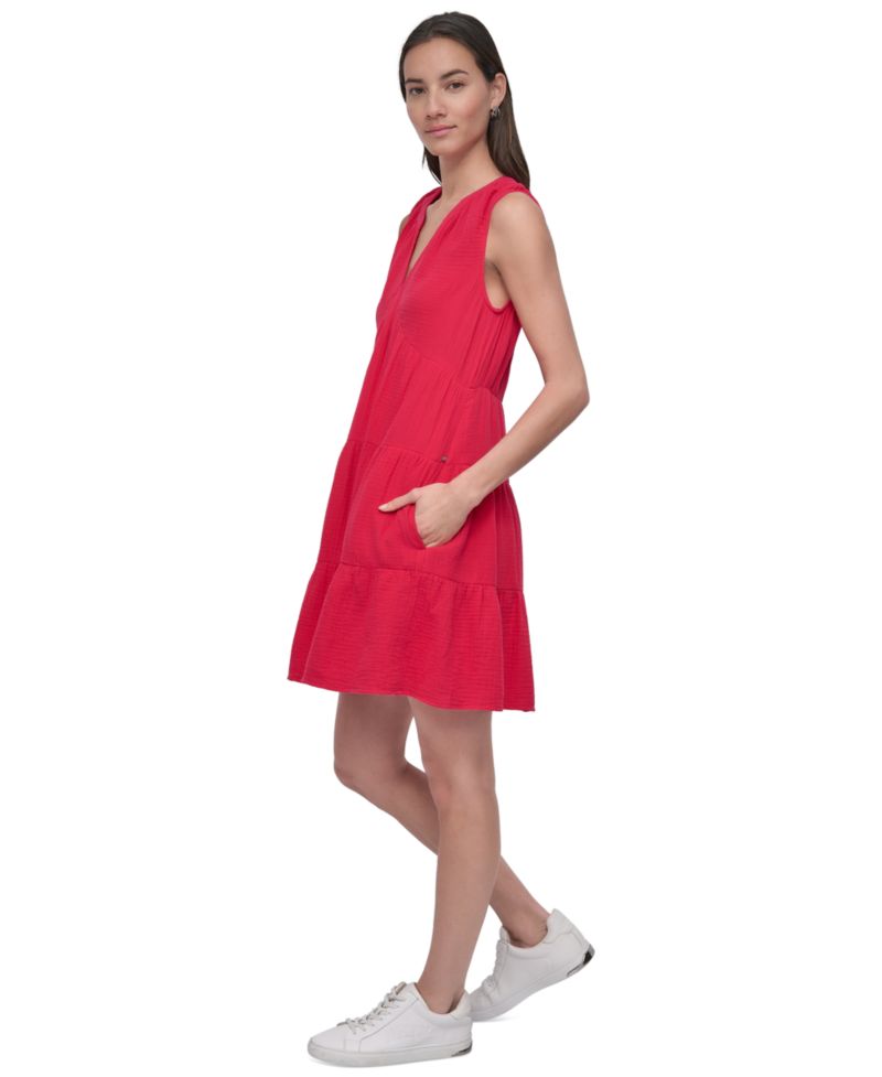 Women's Double Crepe Gauze Sleeveless Mini Dress