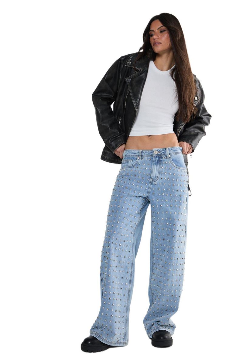 Women's Studded Straight Leg Denim Jeans