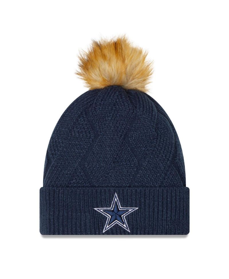 Women's Navy Dallas Cowboys Snowy Cuffed Knit Hat with Pom