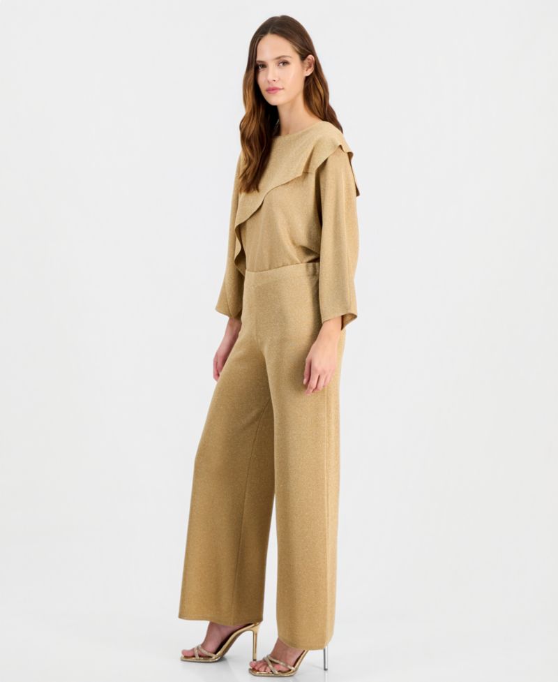 Women's Lurex Wide-Leg Pull-On Pants