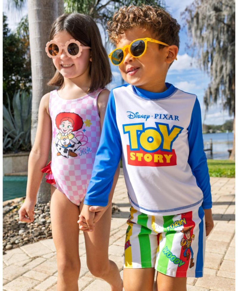 Boys Mickey Mouse Swimwear 2-Piece Rash Guard and Swim Trunks Set