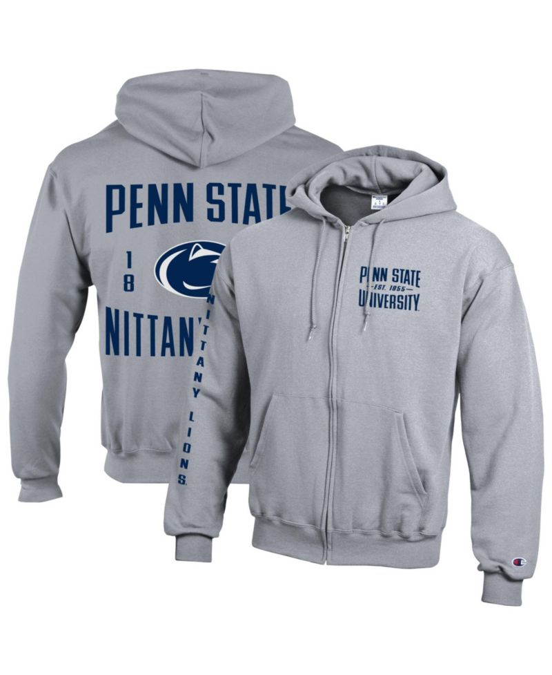 Men's Heather Gray Penn State Nittany Lions Varsity Power Blend Full-Zip Fleece Hoodie