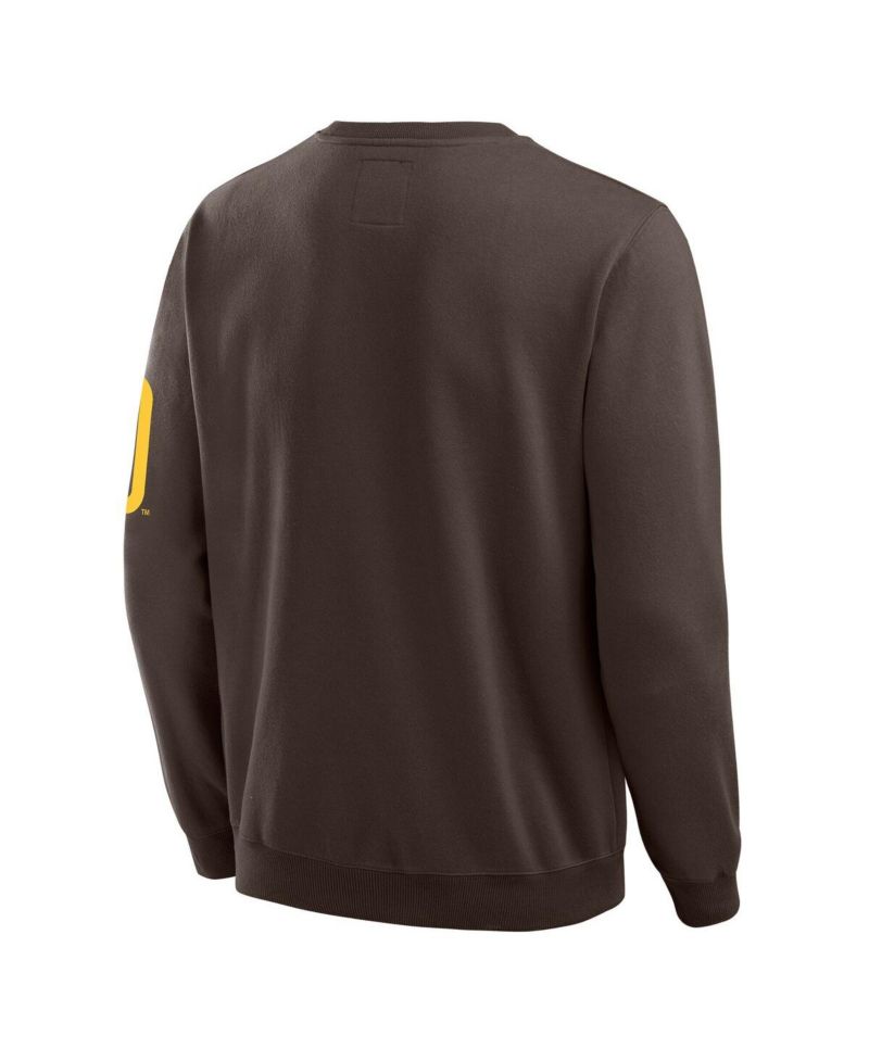 Men's Brown San Diego Padres Washed Crew Neck Pullover Sweatshirt
