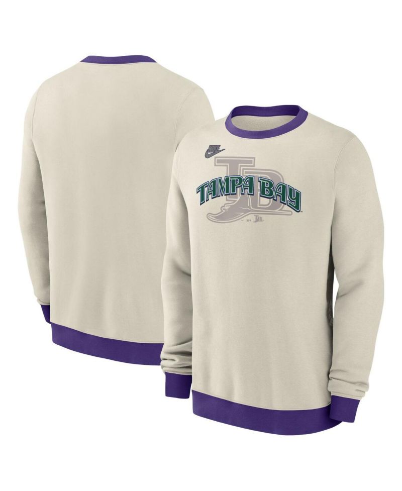 Men's Cream Tampa Bay Rays Cooperstown Collection Fleece Pullover Sweatshirt