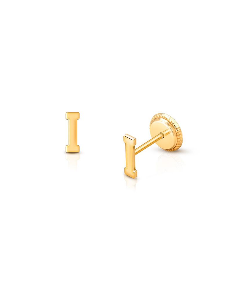 14K Gold Initial Stud Screw Back Earrings