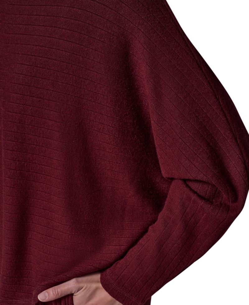 Women's Brushed-Rib Dolman-Sleeve Mock Neck Pullover Top
