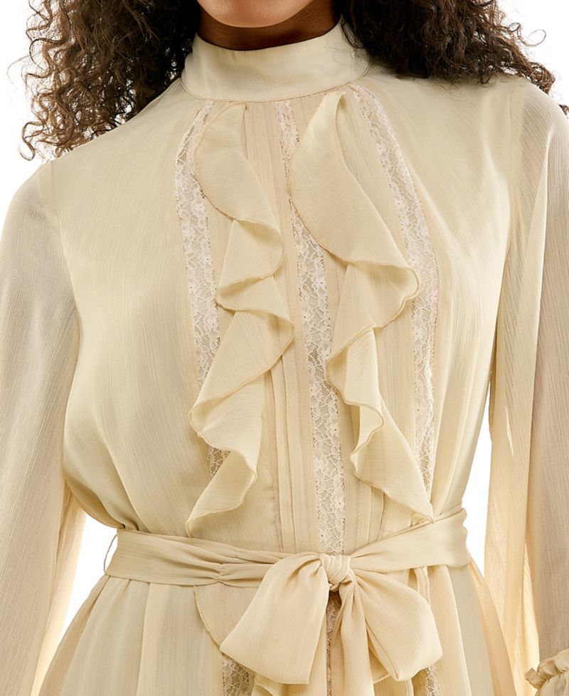 Women's Ruffled Lace Tiered Mini Dress