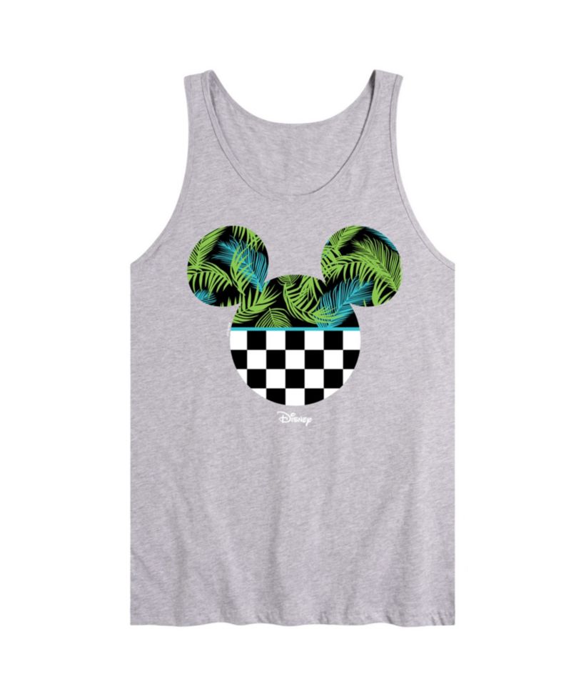 Men's Disney Mickey Palm Checkered Head Sleeveless Tank Top