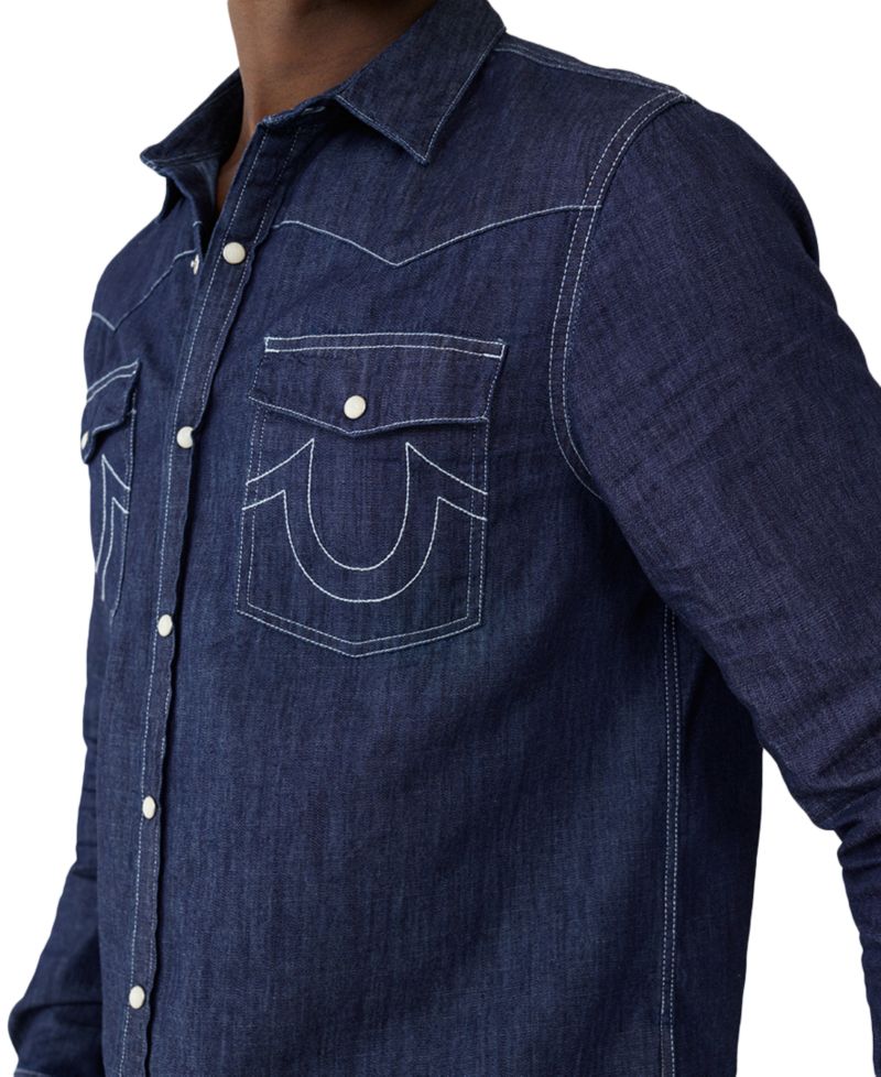 Men's Dark Wash Western Shirt