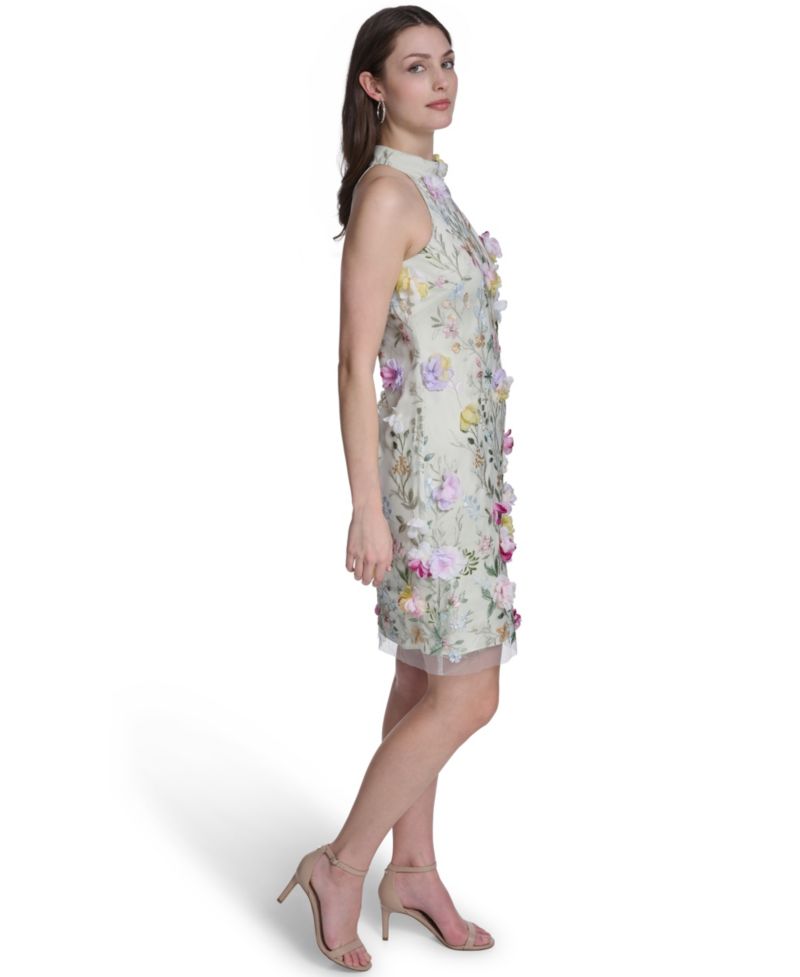 Petite Sleeveless Mock Neck Cocktail Dress