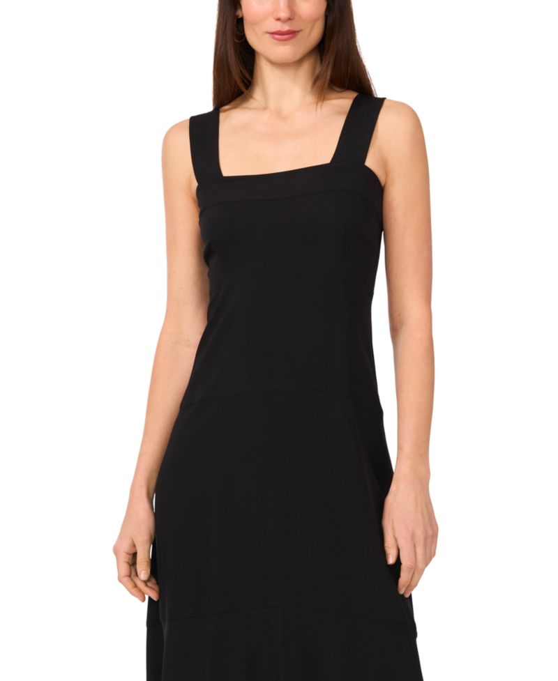 Women's Challis Square-Neck Smocked-Back Sleeveless Maxi Dress