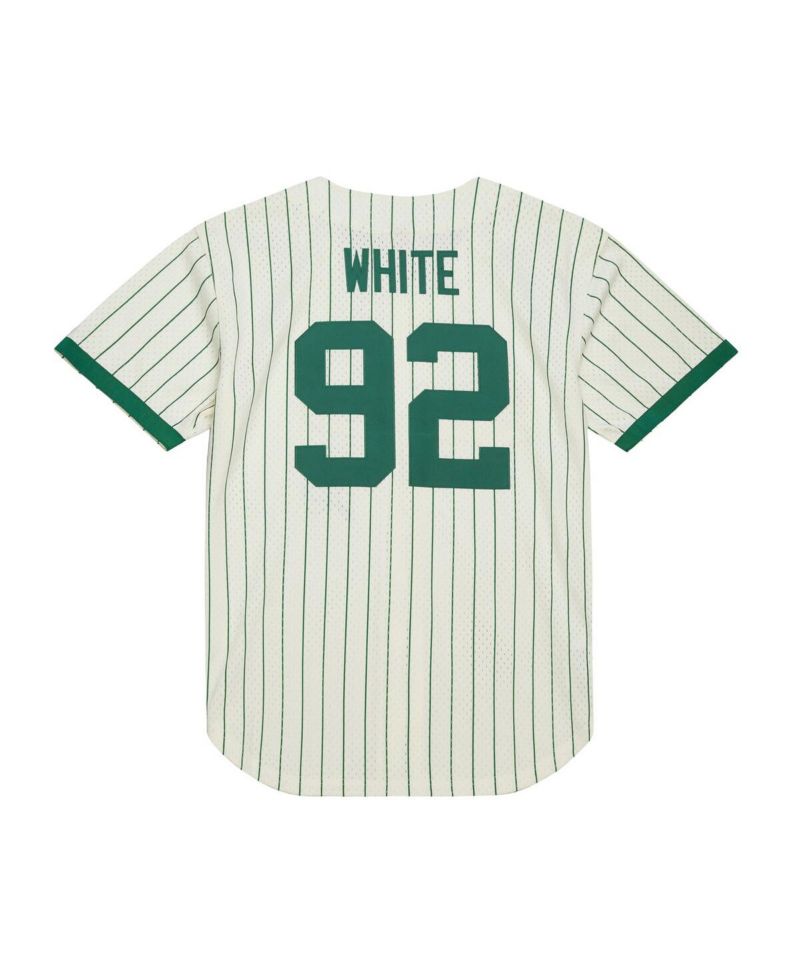 Men's Reggie White Cream Green Bay Packers Name & Number Mesh Button-Up Baseball Jersey