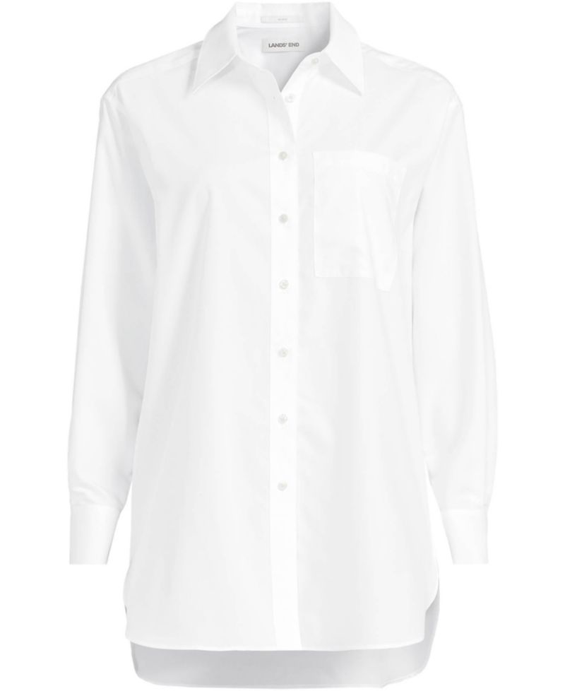 Plus Size Oversized No Iron Tunic with Statement Collar Shirt