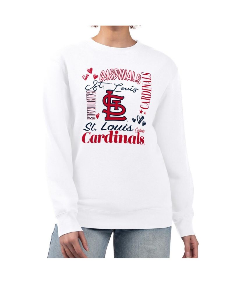 Women's White St. Louis Cardinals Collage Team Graphic Fleece Pullover Hoodie