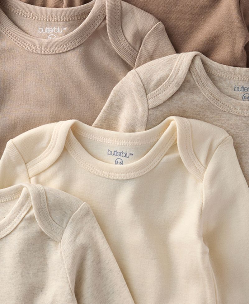 Baby Boys' and Girls' Cotton Long-Sleeve Bodysuits, 5-Pack