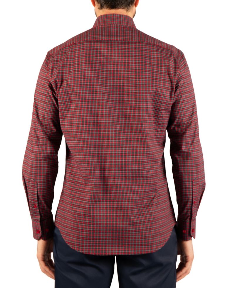 Men's Holiday Mini Tartan Long-Sleeve Shirt
