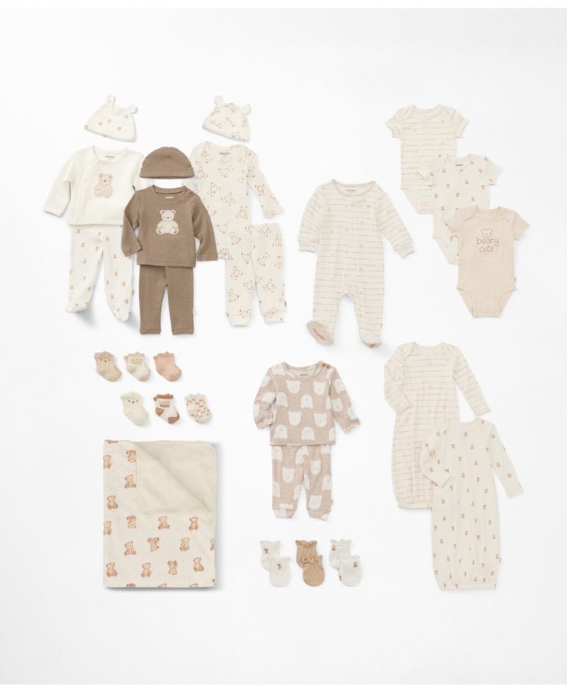 Baby Boys' Babywear Long-Sleeve Top, Footed Pants and Hat, 3-Piece Set