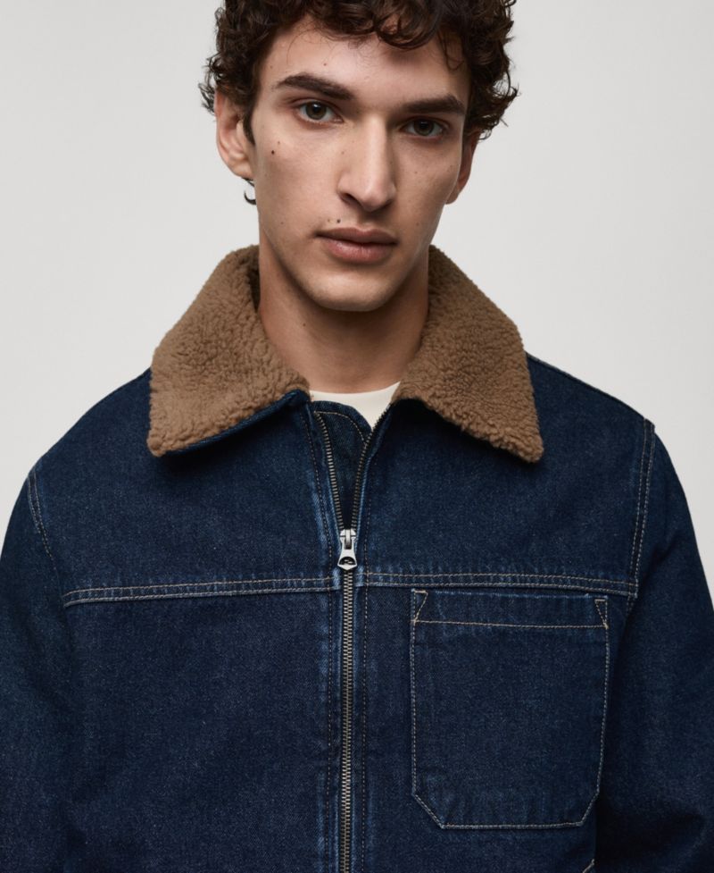 Men's Shearling Lining Denim Jacket