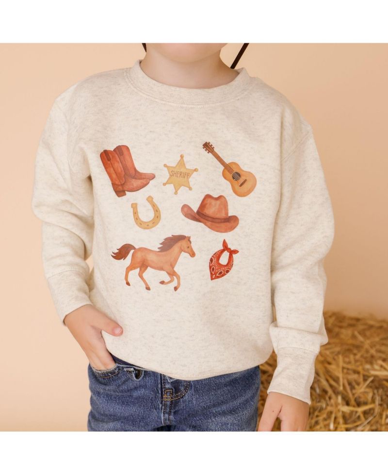 Little Boys 5-8 Years Western Cowboy Sweatshirt