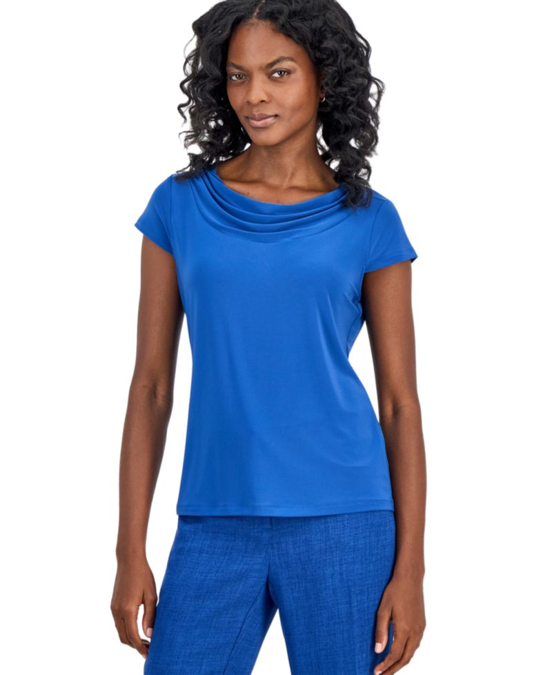 Women's Cowl-Neck Cap-Sleeve Blouse