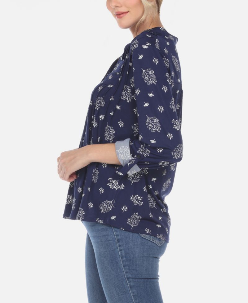 Plus Size Pleated Long Sleeve Top