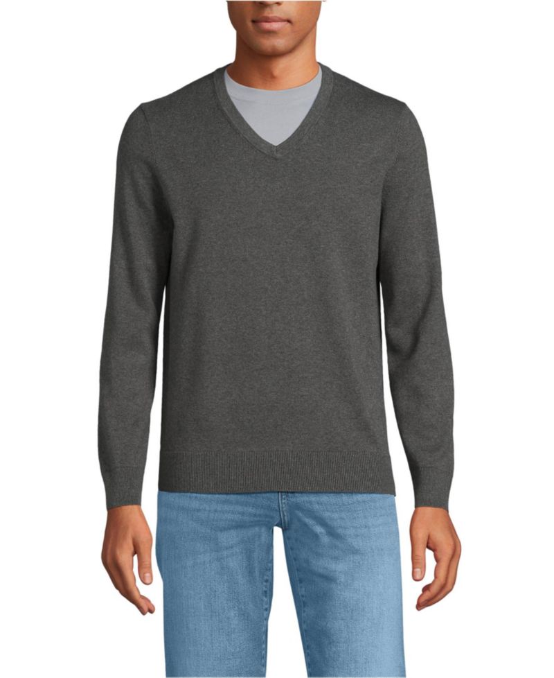 Men's Fine Gauge Cotton V Neck Sweater